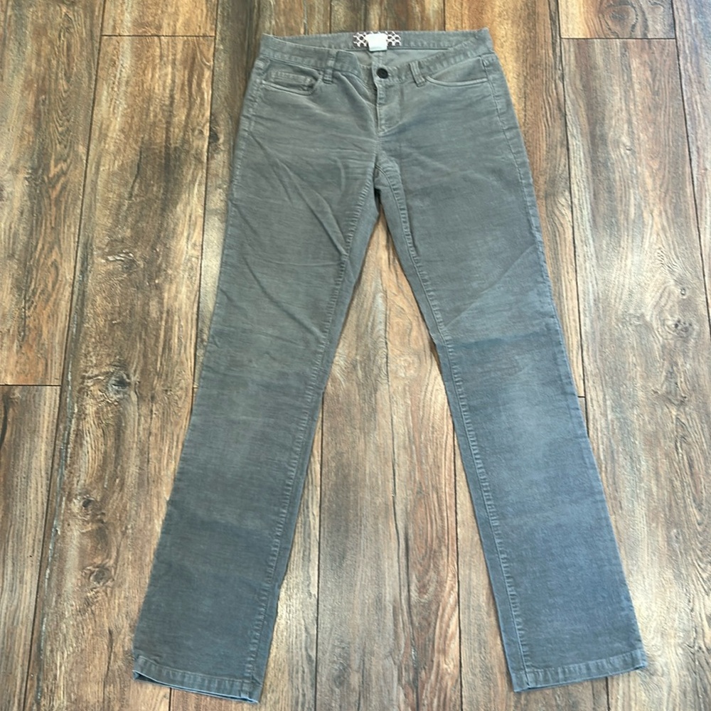 Women’s JCrew Factory 28R Matchstick Corduroy Pants Cords, Grey, Cotton Spandex